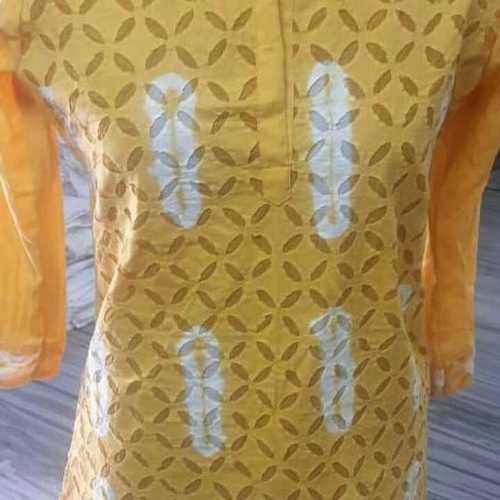 Yellow Apliq Work Ladies Kurtis