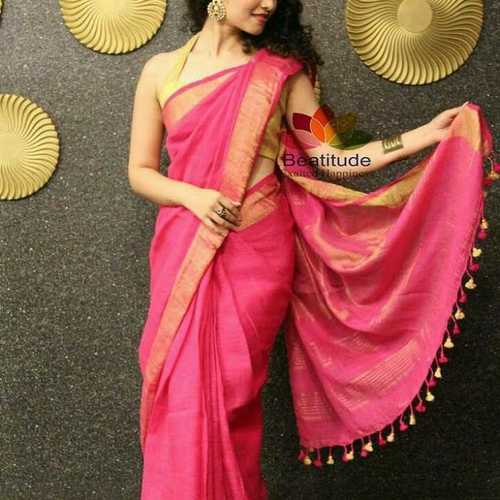 Available  In Various Colors Fashionable And Trendy Linen Saree