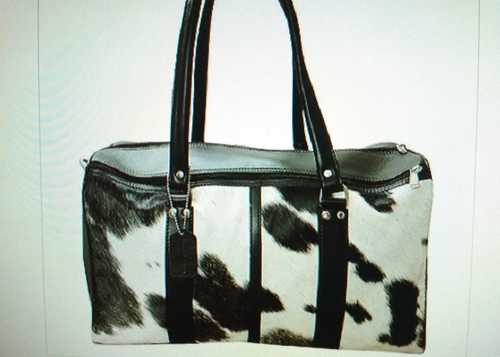 Hairon Leather Travel Bag (White And Black) Size: 76L X 30.5W X 30.5H