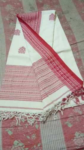 White Dual Color Ladies Cotton Saree