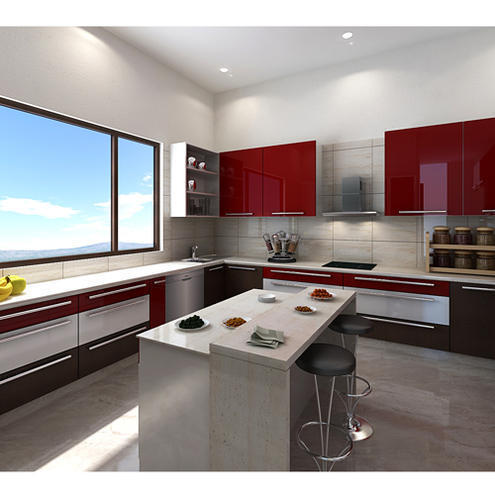 Wood Indian Modern Modular Kitchen