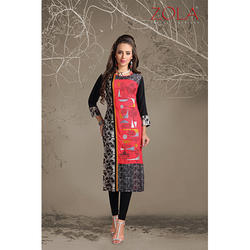 Various Colors Are Available Ladies Printed Kurtis (Straight)