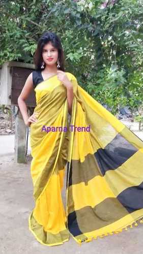 Available  In Various Colors Half Cotton Ladies Saree