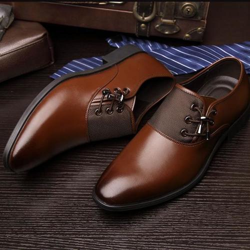 Black Mens Brown Leather Shoes