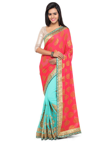 Blue Party Wear Branded Sarees