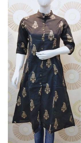 Printed Long Cotton Kurti Bust Size: 40 Inch (In)