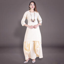 White Cotton Patiala Salwar Suit