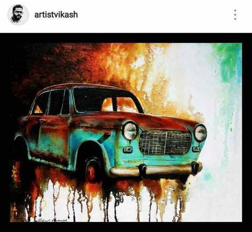 Printed Old Car Wall Painting