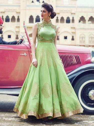 Sleeveless Heavy Banglori Satin Silk fancy ladies gown, Size : M, XL,  Feature : Washable at Rs 800 / piece in Surat