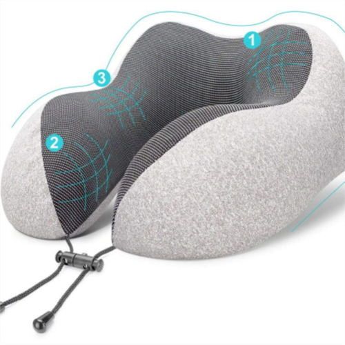 Memory Foam Ergonomic Cervical Airplane Train Travel Neck Pillow