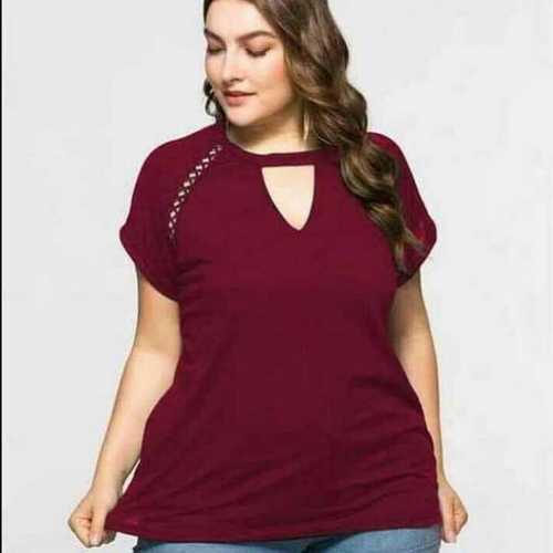 Maroon Cotton Lycra Top For Girls