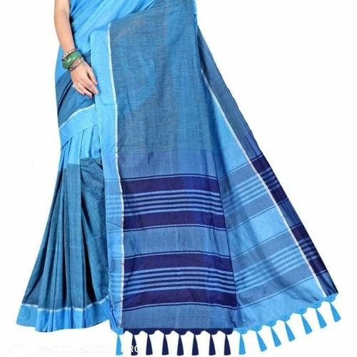 Magenta Ladies Linen Cotton Saree