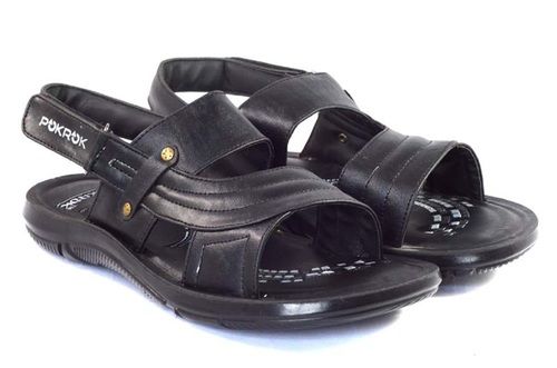 Black Brown Tan Mens Trendy Pu Cushioning Sandals (Ms-009)