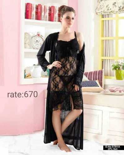 Black Ladies Fancy Net Nightwear