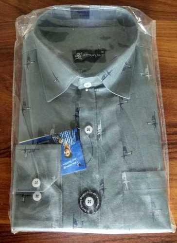 Grey Mens Cotton Formal Shirt