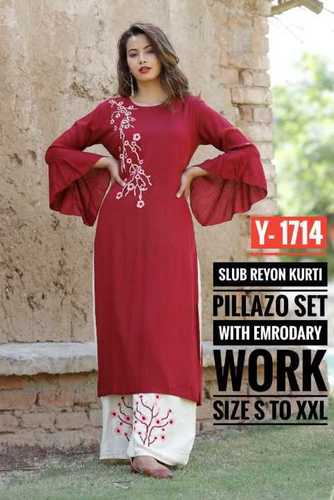 Cotton And Rayon Kurtis With Palazzo