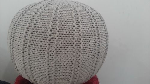 White Cotton Round Poufs