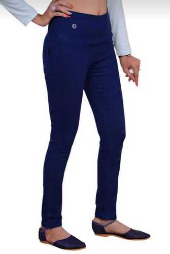 Navy Blue Ladies High Waist Denim Jegging