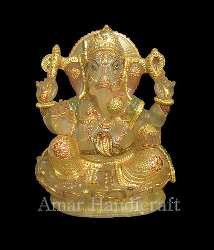 Crystal Gold Painted Ganesh Ji Statue