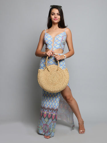 Fancy Straw Handle Bag