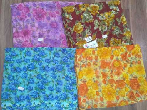 Multicolor Floral Printed Crepe Sarees