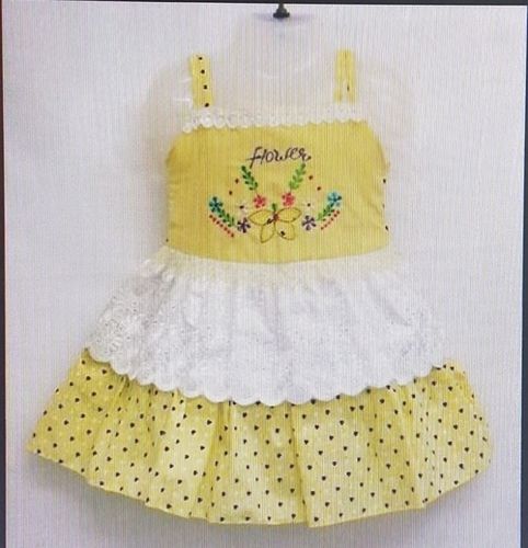 Yellow And White Color Baby Frocks