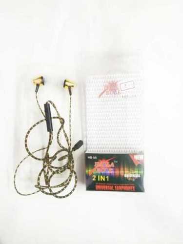 2 In 1 Universal Earphone - Copper Material, Yellow Color | Soft Texture, Flexible Cord, Volume Adjustable Button, Excellent Sound Quality