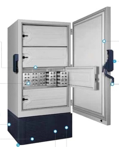 Ultra Low Deep Freezer - Plastic Material, 4 Compartment Insulated Inner Door, Black and Light Grey Color | Safety Malfunction Alarms, USB Port for Data Download