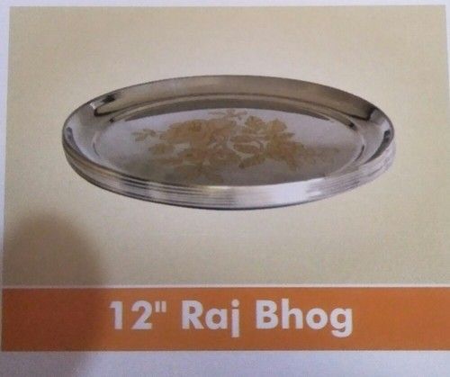 Silver Steel Raj Bhog Plate 