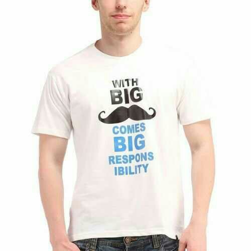 Men's Cotton Printed T-Shirt - Customized Size Ivory White Half Sleeve Style | Perfect Fitting Soft Fabric for Casual Wear