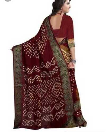 Brown And Maroon Bandhani Saree Art Silk With Zari Waving Heavy Border |  Saree, Art silk sarees, Silk sarees