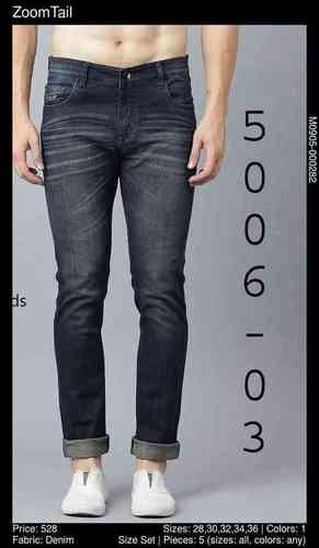 Printed Mens Denim Black Jeans