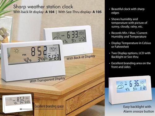 Plastic A104 - Sharp Weather Station Clock With Backlight