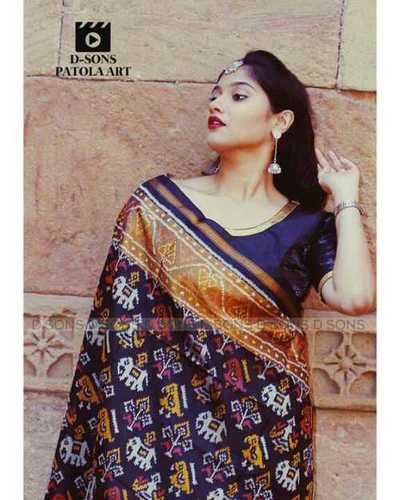 Traditional Adtala Semi Double Weave Rajkot Patola Saree – Rathod Patola