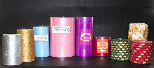 Multi Color Circular Shape Scented Pillar Candles