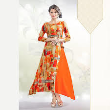 Orange Ladies Branded Designer Kurti