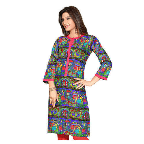 Multicolor 3/4Th Sleeve Printed Kurtis