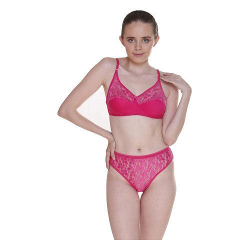 Pink Lingerie Matching Underwear Cute Bra And Panty Sets at Best