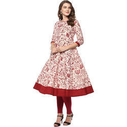 Ladies Printed Cotton Anarkali Kurti