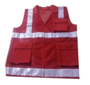 Red Cotton Safety Jacket