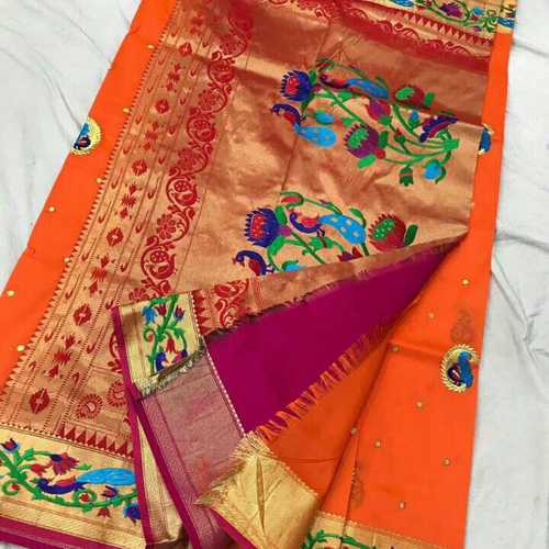 Multicolor Embroidery Work Design Koyari Butti Semi Paithnai Saree