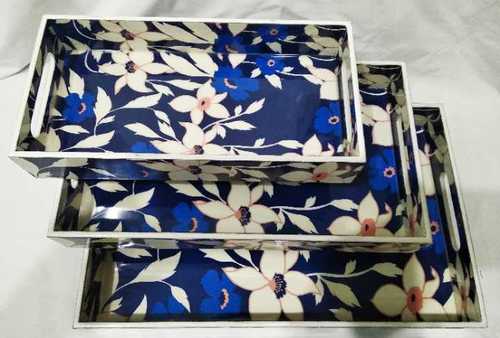 Blue & White Mix Fancy Mdf Serving Trays