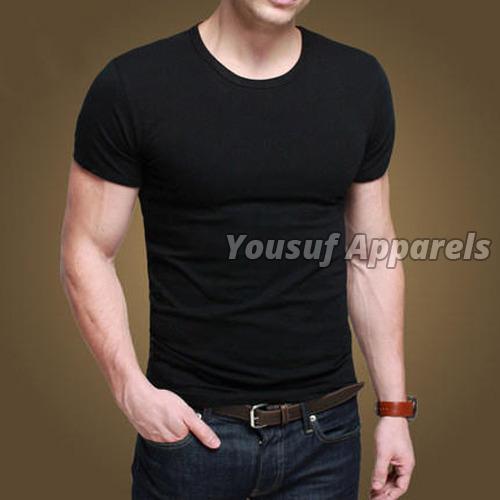 Black Mens Round Neck T-Shirts