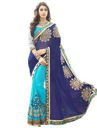 Sky Blue Party Wear Silk Saree