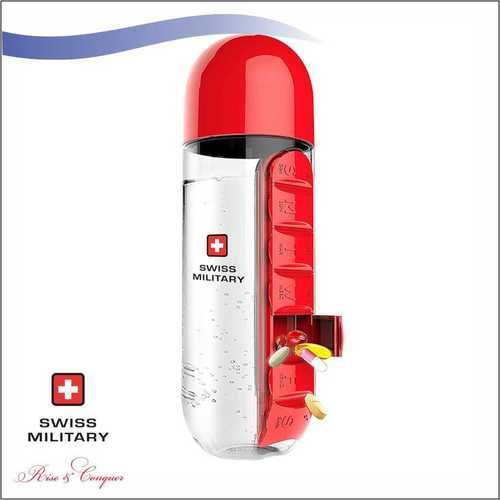 6 Month Warranty Cover Against Any Manufacturing Defect Swiss Military Pill Bottle With Inbuilt Pill Organizer 600 Ml (Smf3)