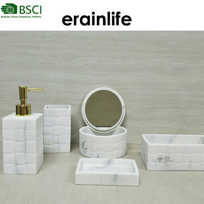 White Marble Effet With Grating Bathroom Set For Hotel