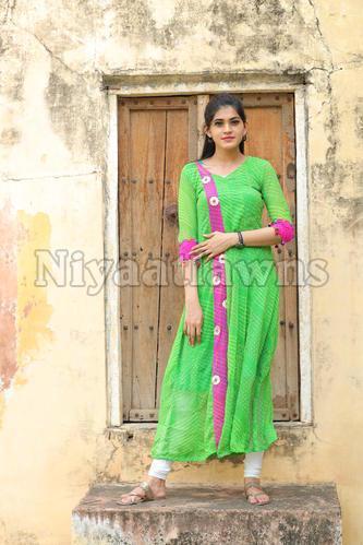 Lahariya Georgette Anarkali Kurtis - Various Sizes Breathable Fabric | Anti-Wrinkle Attractive Pattern Long Life Durability Ideal Party Wear for Ladies