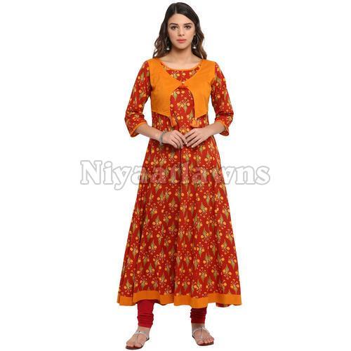 Party Wear Anarkali Cotton Kurti Bust Size: Various Sizes Are Available Inch (In)