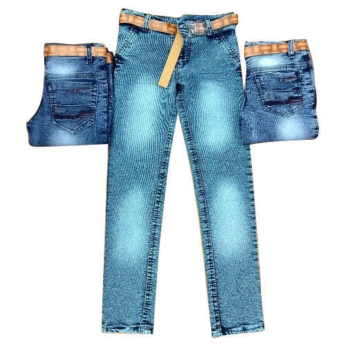 Boy Jeans Pants - Denim, Length: 32-40 Inch, Color: Blue | Features: Anti-Wrinkle, No Fade, Washable, Regular Fit, Ankle Length, Straight Style
