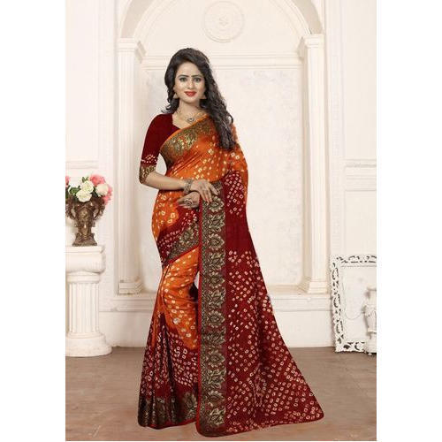 Available In Various Colors Pure Silk Bandhani Saree 